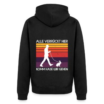 Alle Verrückt Hier Komm Hase Wir Gehen Kaninchen - Unisex Premium Bio Zip Hoodie - Schwarz - Hinten - Nico (187cm)