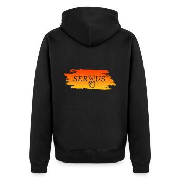 Servus - Unisex Premium Bio Zip Hoodie - Schwarz - Hinten - Nico (187cm)