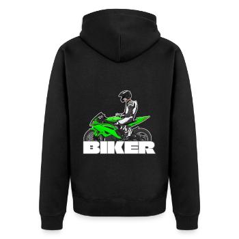 Motorcycle Lifestyle / Motorrad / Motorräder biker - Unisex Premium Bio Zip Hoodie - Schwarz - Hinten - Nico (187cm)
