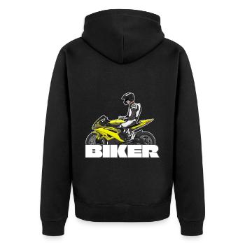 Motorcycle Lifestyle / Motorrad / Motorräder biker - Unisex Premium Bio Zip Hoodie - Schwarz - Hinten - Nico (187cm)