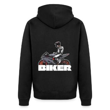 Motorcycle Lifestyle / Motorcycle / Motorcycles biker - Unisex Premium Organic Zip Hoodie - black - Back - Nico (187cm)