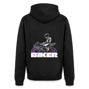 Motorcycle Lifestyle / Motorrad / Motorräder biker - Unisex Premium Bio Zip Hoodie - Schwarz - Hinten - Nico (187cm)