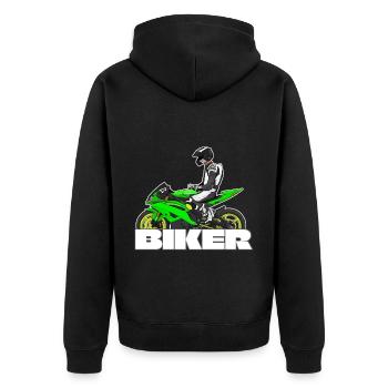 Motorcycle Lifestyle / Motorrad / Motorräder biker - Unisex Premium Bio Zip Hoodie - Schwarz - Hinten - Nico (187cm)