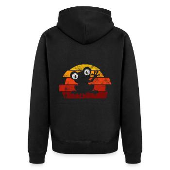 Frosch Frösche Geschenk für Kinder Lustig Witzig - Unisex Premium Bio Zip Hoodie - Schwarz - Hinten - Nico (187cm)