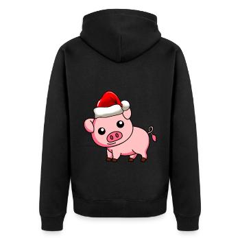 Pig Comic Christmas - Unisex Premium Organic Zip Hoodie - black - Back - Nico (187cm)