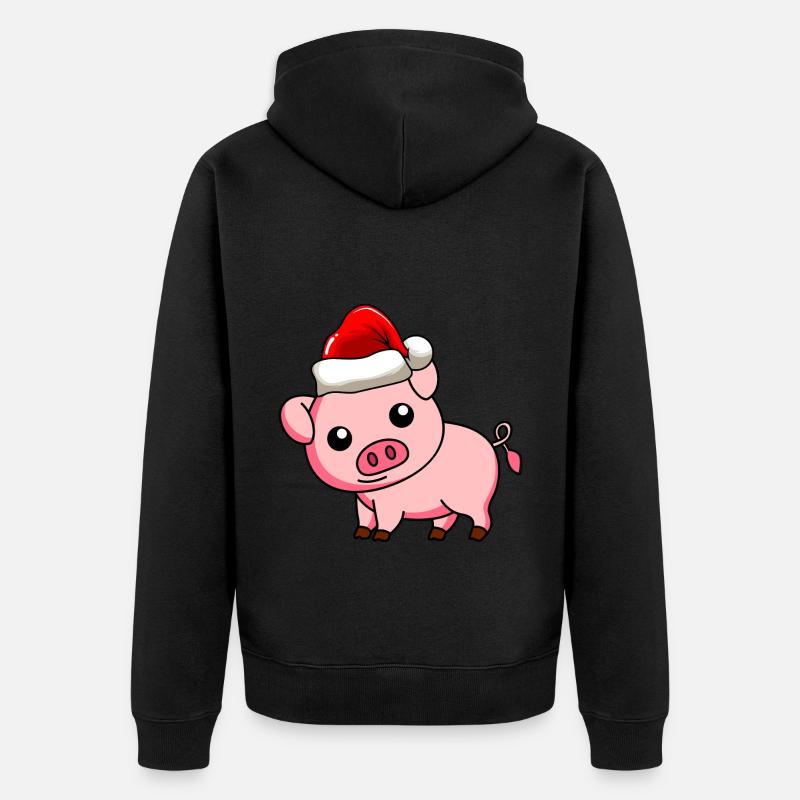 Pig Comic Christmas - Veste à capuche bio Premium Unisexe - noir