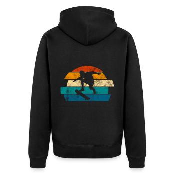 Skateboarder Skateboard Skater Skate Skateing - Unisex Premium Bio Zip Hoodie - Schwarz - Hinten - Nico (187cm)