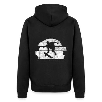 Skateboarder Skateboard Skater Skate Skateing - Unisex Premium Bio Zip Hoodie - Schwarz - Hinten - Nico (187cm)