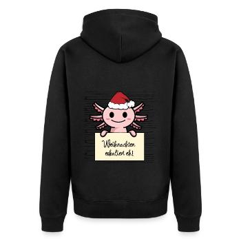 Es eskaliert eh lustige Weihnachten Axolotl - Unisex Premium Bio Zip Hoodie - Schwarz - Hinten - Nico (187cm)
