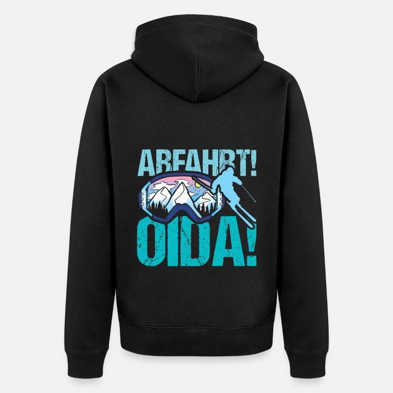 Abfahrt Ski - Unisex Premium Bio Zip Hoodie - Schwarz
