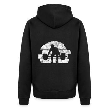 Bodybuilding Bodybuilder GYM Fitnessstudio Retro - Unisex Premium Organic Zip Hoodie - black - Back - Nico (187cm)