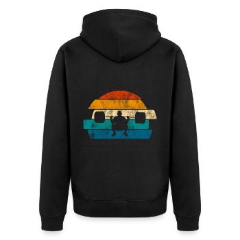 Bodybuilding Bodybuilder GYM Fitnessstudio Retro - Unisex Premium Bio Zip Hoodie - Schwarz - Hinten - Nico (187cm)