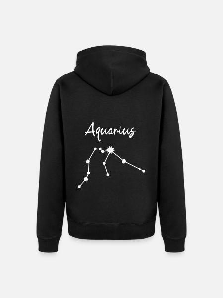 Aquarius Sternzeichen Wassermann Geschenk - Unisex Premium Bio Zip Hoodie - Schwarz