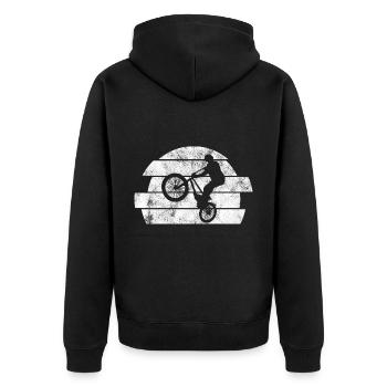 BMX Rad Fahrrad Retro Geschenk Bicycle Motocross - Unisex Premium Bio Zip Hoodie - Schwarz - Hinten - Nico (187cm)