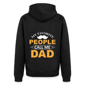 Sie Nennen mich Dad, Papa und Papi - Unisex Premium Bio Zip Hoodie - Schwarz - Hinten - Nico (187cm)