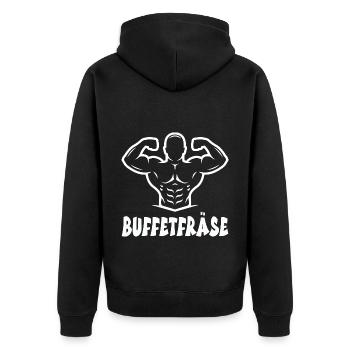 Urlaub - Unisex Premium Bio Zip Hoodie - Schwarz - Hinten - Nico (187cm)