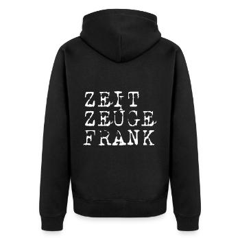 zeitzeuge 2 frank weiss - Unisex Premium Bio Zip Hoodie - Schwarz - Hinten - Nico (187cm)