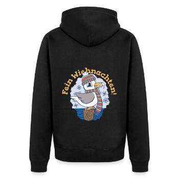 Lüttje Mööv Weihnachten Edition - Unisex Premium Bio Zip Hoodie - Schwarz - Hinten - Nico (187cm)
