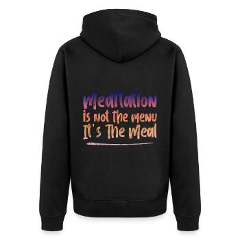 Meditation Is Not The Menu, It's The Meal 3 - Unisex Premium Organic Zip Hoodie - black - Back - Nico (187cm)