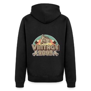 2005 Geburtstag geboren im Jahr 2005 Retro Vintage - Unisex Premium Bio Zip Hoodie - Schwarz - Hinten - Nico (187cm)
