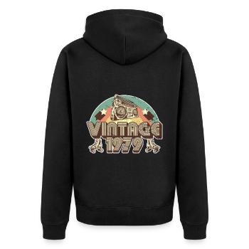 1979 Birthday born in 1979 Retro Vintage - Unisex Premium Organic Zip Hoodie - black - Back - Nico (187cm)