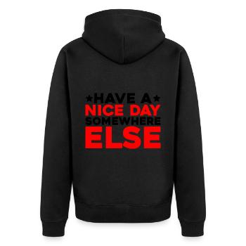 Have a nice day somewhere else 13 - Unisex Premium Organic Zip Hoodie - black - Back - Nico (187cm)