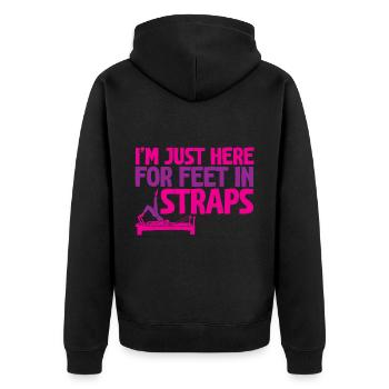 I'm Just Here For Feet In Straps 2 - Unisex Premium Bio Zip Hoodie - Schwarz - Hinten - Nico (187cm)