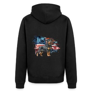 Rottweiler USA - Unisex Premium Bio Zip Hoodie - Schwarz - Hinten - Nico (187cm)