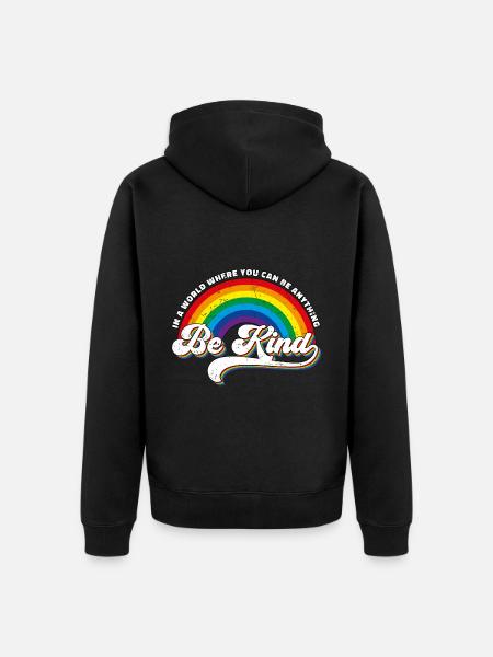 Be Kind LGBT Rainbow - Unisex Premium Organic Zip Hoodie - black