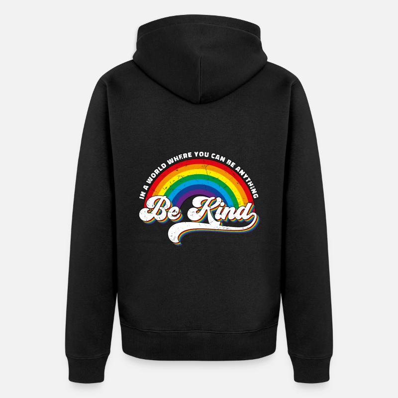 Soyez gentil LGBT Arc-en-ciel - Veste à capuche bio Premium Unisexe - noir