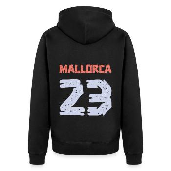 Mallorca 23 Trikot 2023 - Unisex Premium Bio Zip Hoodie - Schwarz - Hinten - Nico (187cm)
