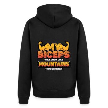 My Biceps Will Look Like Mountains This Summer - Unisex Premium Organic Zip Hoodie - black - Back - Nico (187cm)
