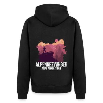 Alpenüberquerung Alpe Adria Trail Alpenbezwinger - Unisex Premium Bio Zip Hoodie - Schwarz - Hinten - Nico (187cm)