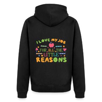Teaching Montessori - Unisex Premium Organic Zip Hoodie - black - Back - Nico (187cm)