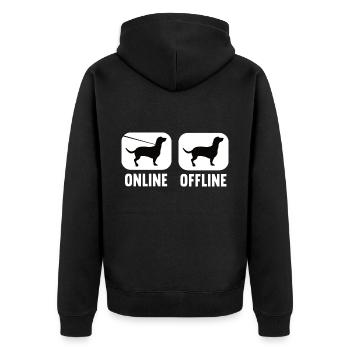 Online Offline Dackel Dachshund Dackelbesitzer - Unisex Premium Bio Zip Hoodie - Schwarz - Hinten - Nico (187cm)