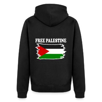 Free palestine - Unisex Premium Bio Zip Hoodie - Schwarz - Hinten - Nico (187cm)