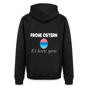 Frohe Ostern – Ei Love You - Unisex Premium Bio Zip Hoodie - Schwarz - Hinten - Nico (187cm)