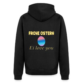 Frohe Ostern – Ei Love You - Unisex Premium Bio Zip Hoodie - Schwarz - Hinten - Nico (187cm)