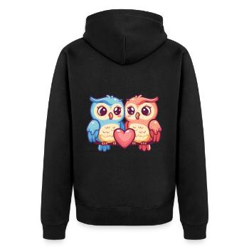 Couple De Hibou Amoureux Animal Saint Valentin - Veste à capuche bio Premium Unisexe - noir - Dos - Nico (187cm)