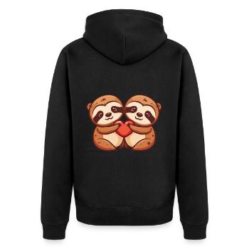 Sloth Couple In Love Animal Valentine's Day - Unisex Premium Organic Zip Hoodie - black - Back - Nico (187cm)