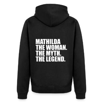 Woman Mythos Legend Name Mathilda - Unisex Premium Organic Zip Hoodie - black - Back - Nico (187cm)