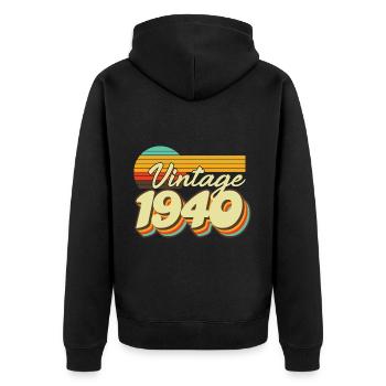 Anniversaire des années 1940 né dans les années 1940 rétro Vintage - Veste à capuche bio Premium Unisexe - noir - Dos - Nico (187cm)