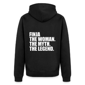 Woman Mythos Legende Name Finja - Unisex Premium Bio Zip Hoodie - Schwarz - Hinten - Nico (187cm)