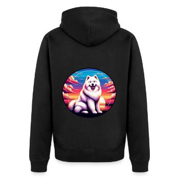 Samoyed Dog Gifts Cute Samoyed Dog Graphic - Unisex Premium Organic Zip Hoodie - black - Back - Nico (187cm)