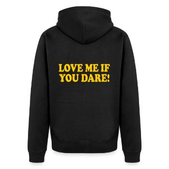Love me if you dare - Unisex Premium Organic Zip Hoodie - black - Back - Nico (187cm)