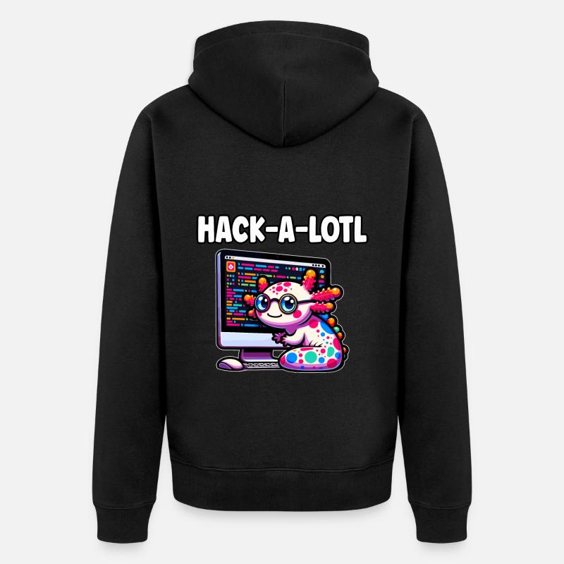 Funny Coding Axolotl Programming Gift - Unisex Premium Organic Zip Hoodie - black