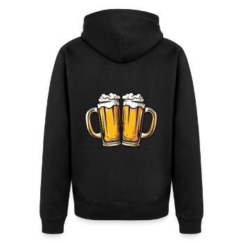 Bierkrug Bier Party Anstoßen - Unisex Premium Bio Zip Hoodie - Schwarz - Hinten - Nico (187cm)