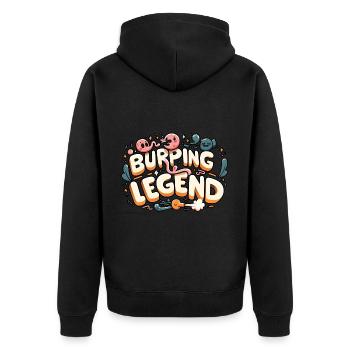 Burping Legend 19 - Unisex Premium Organic Zip Hoodie - black - Back - Nico (187cm)