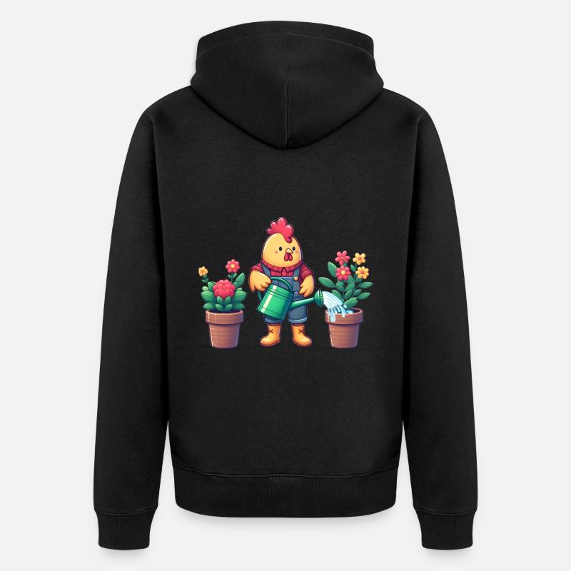 Le poulet comme jardinier - Veste à capuche bio Premium Unisexe - noir