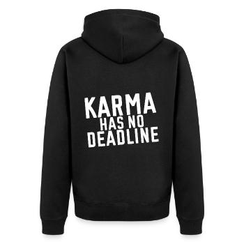 Le karma n’a pas de date limite - Veste à capuche bio Premium Unisexe - noir - Dos - Nico (187cm)